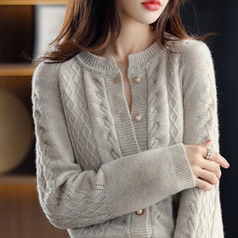 Vintage Knitted Cardigan Jacke - Wool Coat Peacoat ulasan dan harga