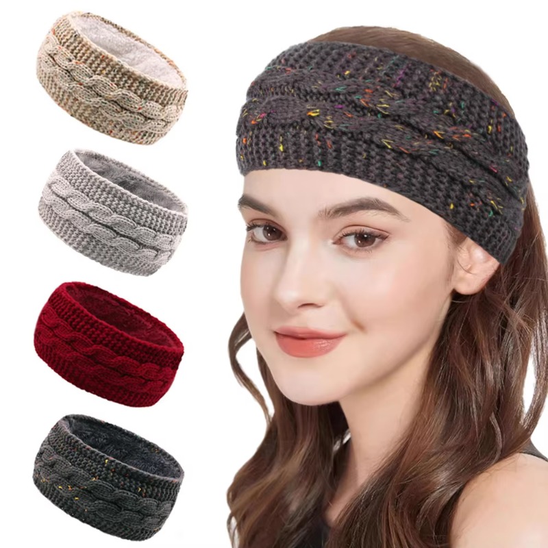 Women's Winter Chunky Knit Hea - Fleece Ear Warmer Band ulasan dan harga