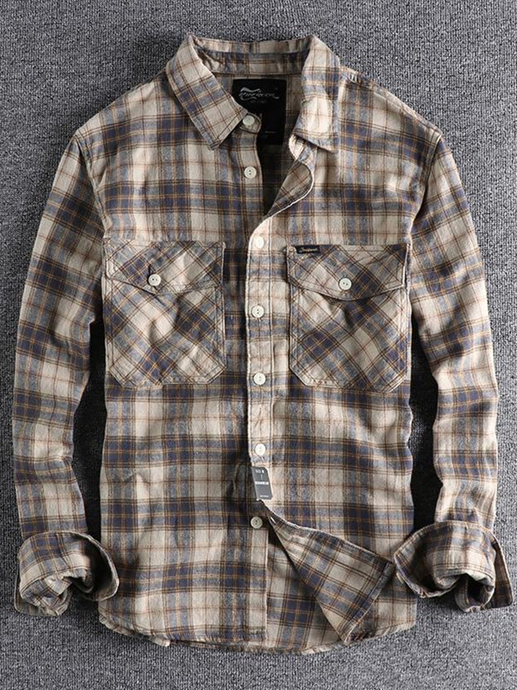 Spring and Autumn New Fashion  - Flannel Shirt Lined ulasan dan harga